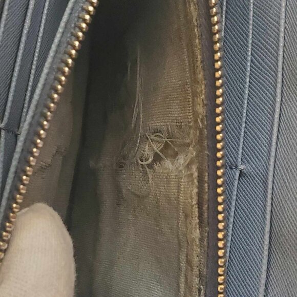 PRADA Logo Pale Blue Saffiano Leather Zip Around Long Wallet - Picture 14 of 14